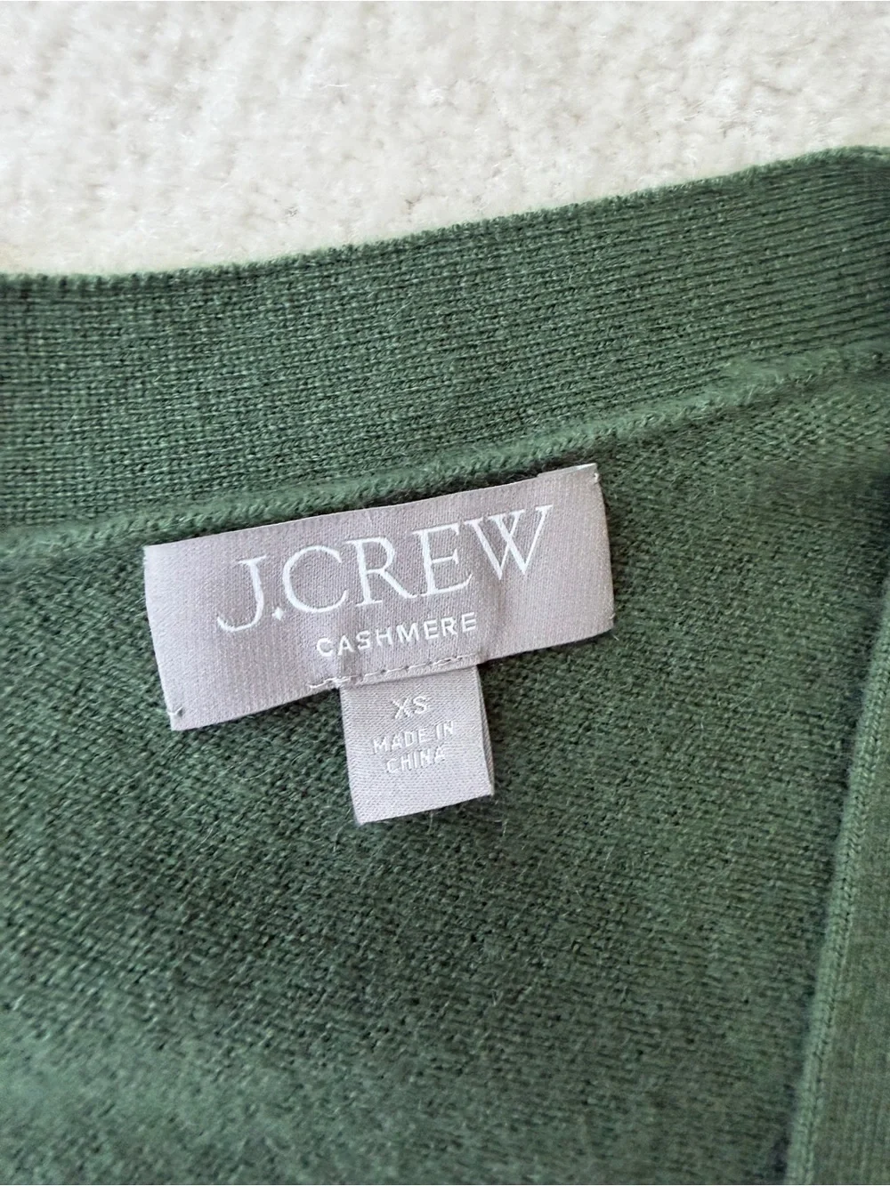 J. Crew Cashmere Forest Green V-Neck Button Cardigan